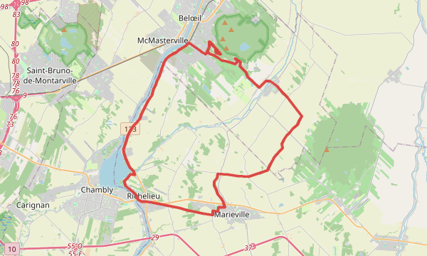 Carte de la sortie 54km en Montérégie